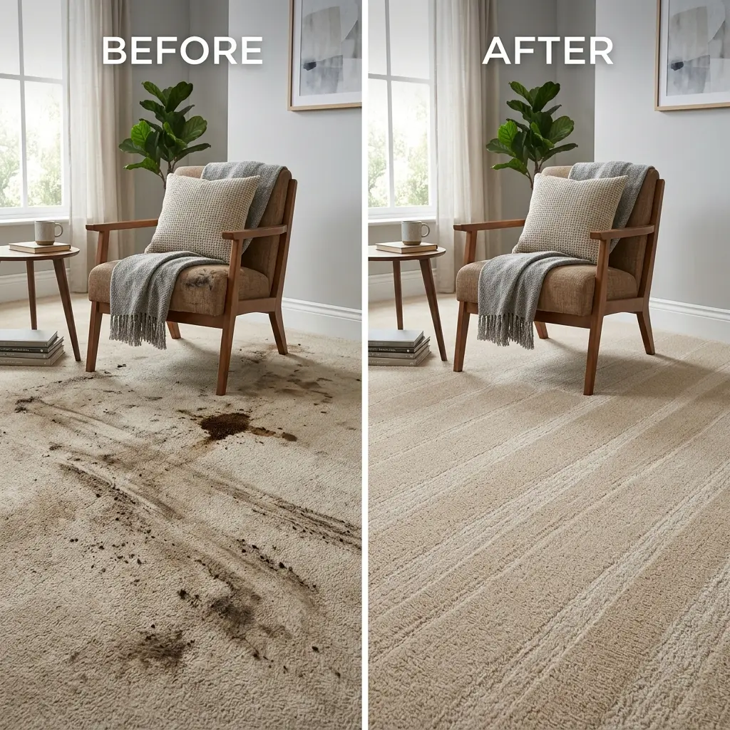 Restored clean carpet fibers after professional steam cleaning in London
